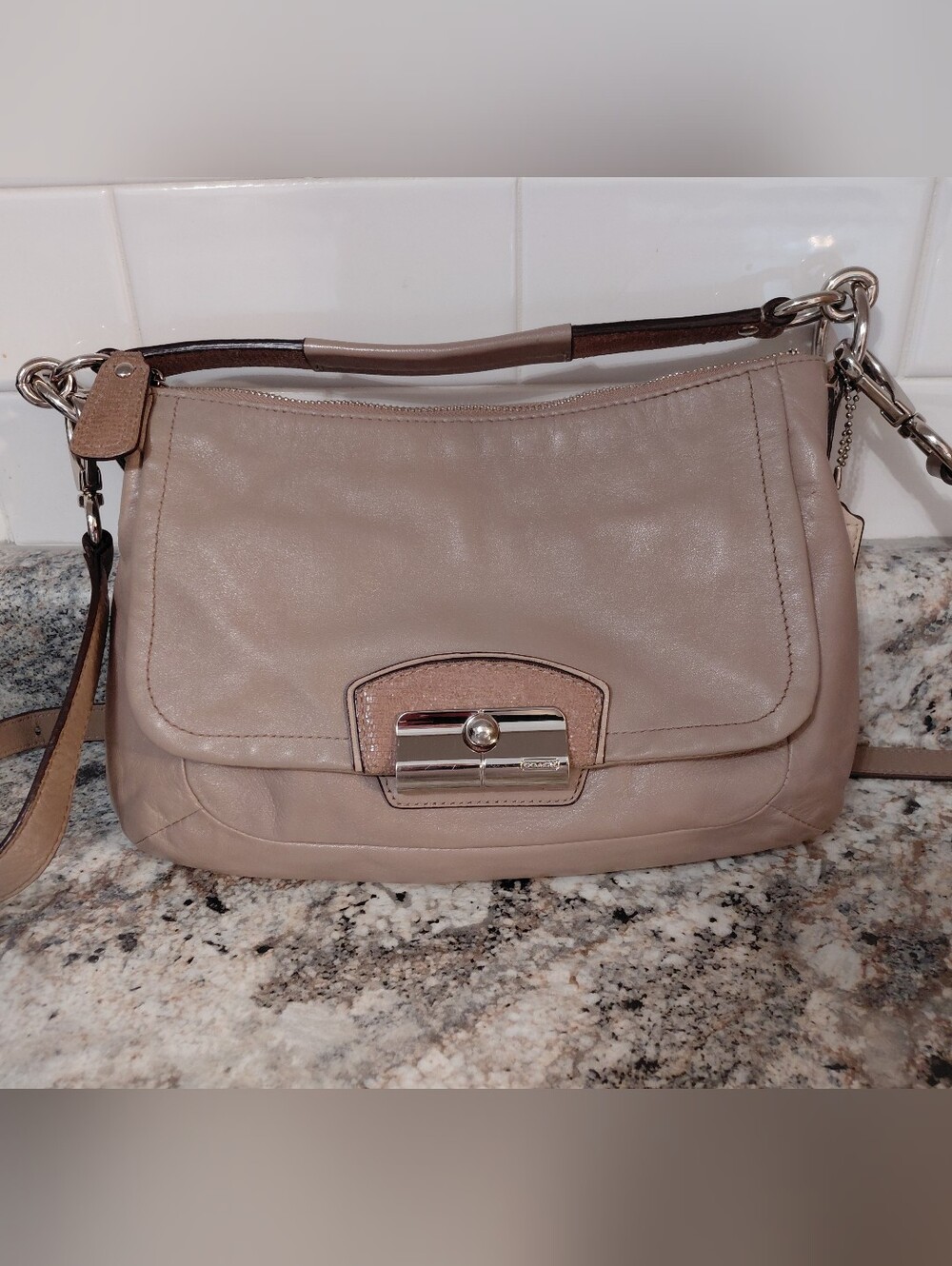 Coach Small Gray Kristin Hobo  Leather Purse Handbag 19292